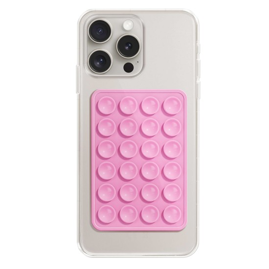 Suport cu Ventuze pentru Telefon, Dreptunghiular - Techsuit (SPP-PAD) - Powder Pink