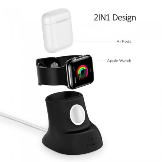 Suport pentru Incarcator, Ceas Apple si AirPods - Usams  US-ZJ051 (ZJ51ZJ01) - Black