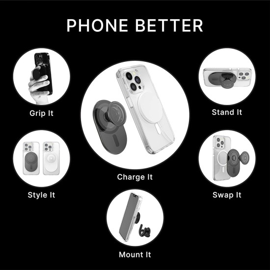 Suport pentru Telefon - Popsockets PopGrip - Transparent Black