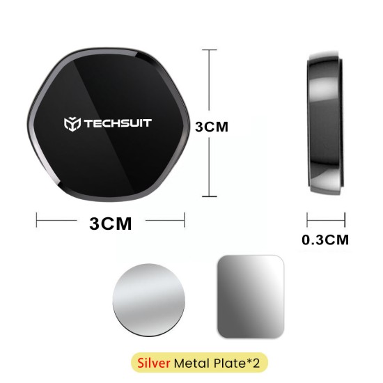 Suport Telefon Auto Magnetic pentru Bord, Birou cu 2 Placute Magnetice, Forma Hexagonala - Techsuit Tiny Series (HOLD210-C) - Black Suport Telefon Auto Magnetic pentru Bord, Birou cu 2 Placute Magnetice, Forma Hexagonala - Techsuit Tiny Series (HOLD210-C) - Black