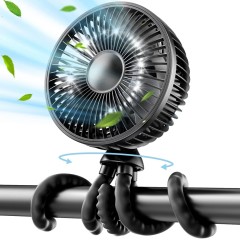 Ventilator pentru Carucior, 4000mAh - Techsuit (DQ203) - Black Ventilator pentru Carucior, 4000mAh - Techsuit (DQ203) - Black