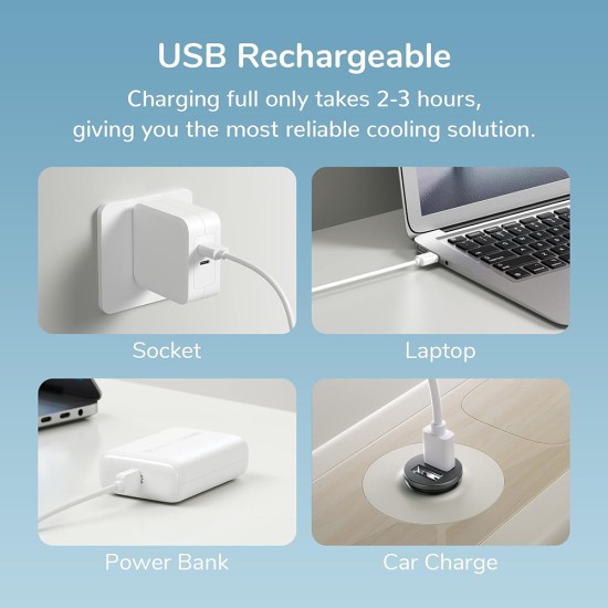 Ventilator Portabil 2000mAh - JisuLife (FA21) - White Ventilator Portabil 2000mAh - JisuLife (FA21) - White