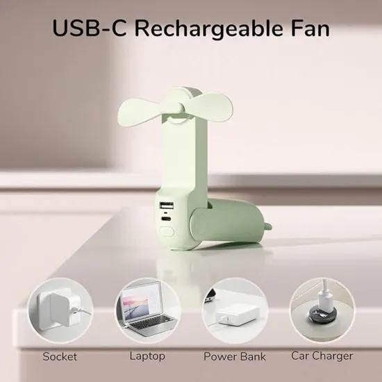 Ventilator Portabil 2000mAH, USB - JisuLife (F8) - Green Ventilator Portabil 2000mAH, USB - JisuLife (F8) - Green