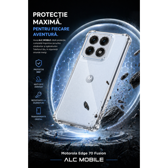 Husa pentru Motorola Edge 70 Fusion, Transparenta, Anti-Soc, Protectie 360, Colturi Intarite | ALC MOBILE