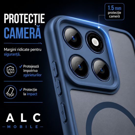 Husa pentru Motorola Edge 70, Matte MagSafe, Protectie 360, Anti-Soc, Protectie Camera, Albastru