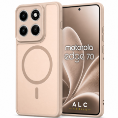 Husa pentru Motorola Edge 70, Matte MagSafe, Protectie 360, Anti-Soc, Protectie Camera, Bej Nude