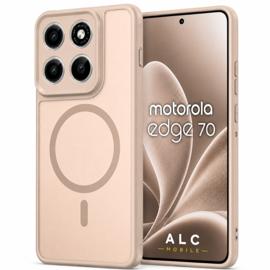 Husa pentru Motorola Edge 70, Matte MagSafe, Protectie 360, Anti-Soc, Protectie Camera, Bej Nude