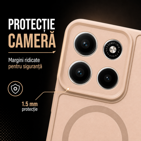 Husa pentru Motorola Edge 70, Matte MagSafe, Protectie 360, Anti-Soc, Protectie Camera, Bej Nude