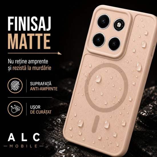 Husa pentru Motorola Edge 70, Matte MagSafe, Protectie 360, Anti-Soc, Protectie Camera, Bej Nude