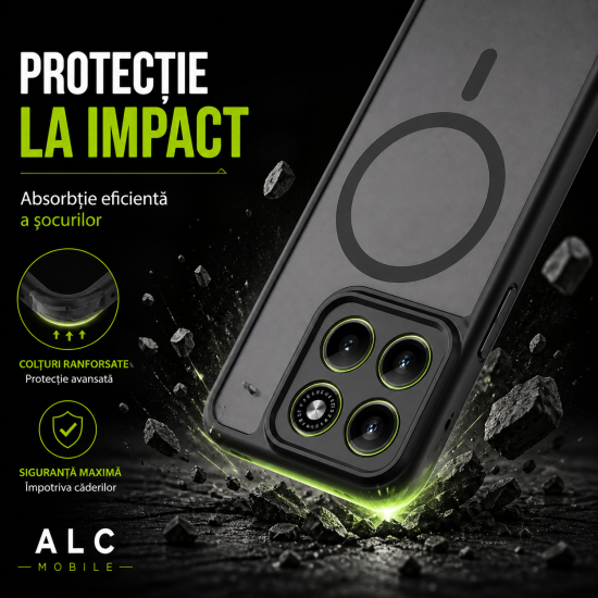 Husa pentru Motorola Edge 70, Matte MagSafe, Protectie 360, Anti-Soc, Protectie Camera, Negru