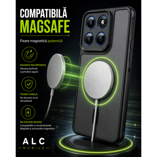 Husa pentru Motorola Edge 70, Matte MagSafe, Protectie 360, Anti-Soc, Protectie Camera, Negru