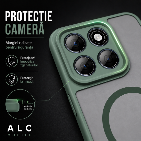 Husa pentru Motorola Edge 70, Matte MagSafe, Protectie 360, Anti-Soc, Protectie Camera, Verde