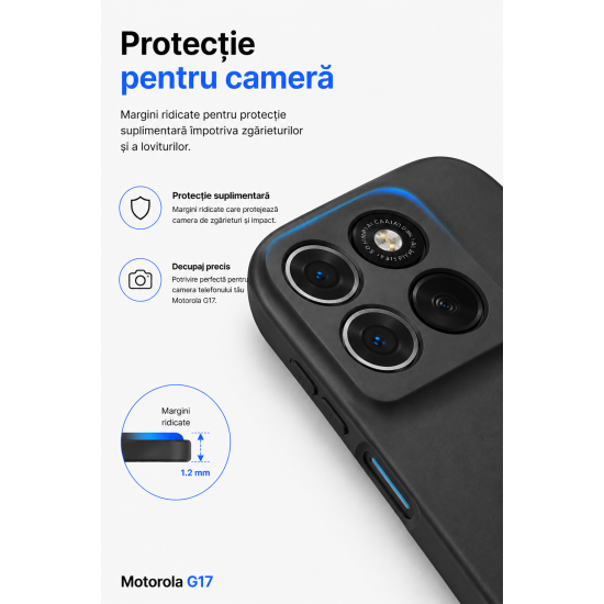 Husa Soft Touch, slim, ALC Mobile, anti soc, compatibila cu Motorola G17, Negru Tpu