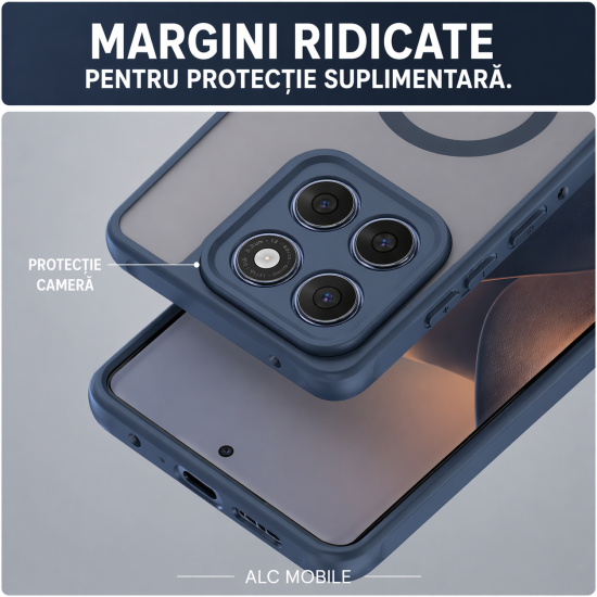 Husa pentru Motorola Signature, Matte MagSafe, Protectie 360°, Anti-Soc, Albastru