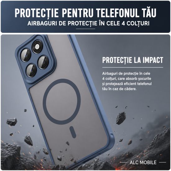 Husa pentru Motorola Signature, Matte MagSafe, Protectie 360°, Anti-Soc, Albastru