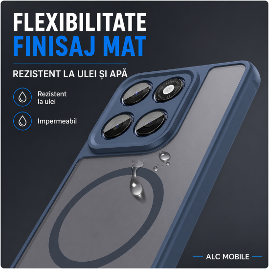 Husa pentru Motorola Signature, Matte MagSafe, Protectie 360°, Anti-Soc, Albastru