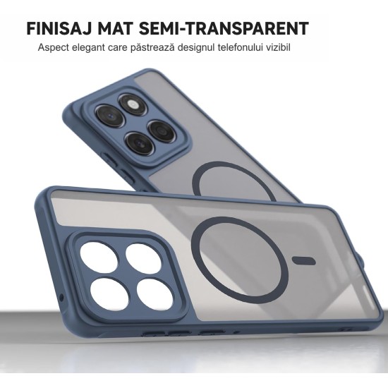 Husa pentru Motorola Signature, Matte MagSafe, Protectie 360°, Anti-Soc, Albastru