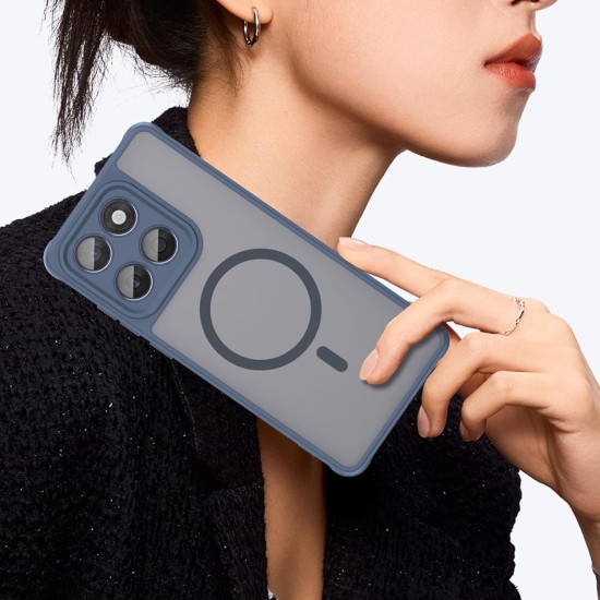 Husa pentru Motorola Signature, Matte MagSafe, Protectie 360°, Anti-Soc, Albastru