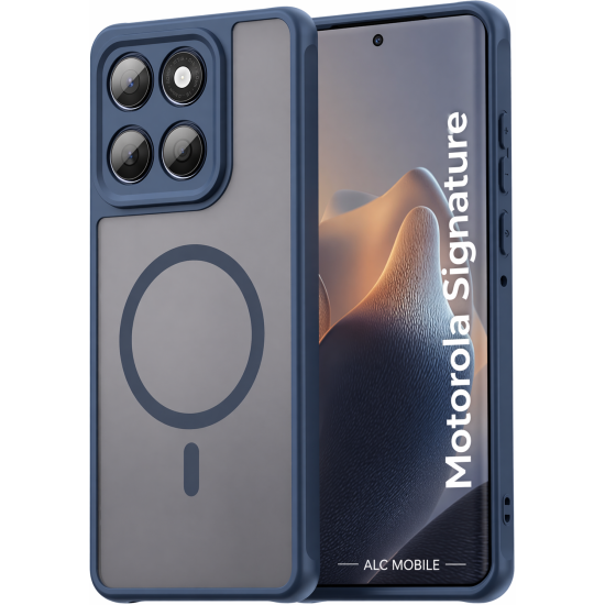 Husa pentru Motorola Signature, Matte MagSafe, Protectie 360°, Anti-Soc, Albastru