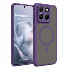 Husa pentru Motorola Edge 70 Fusion, Matte MagSafe, Protectie 360°, Anti-Soc, Mov