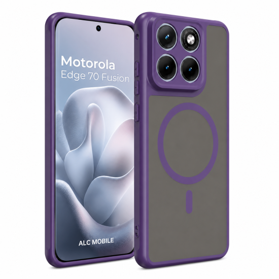 Husa pentru Motorola Edge 70 Fusion, Matte MagSafe, Protectie 360°, Anti-Soc, Mov Husa pentru Motorola Edge 70 Fusion, Matte MagSafe, Protectie 360°, Anti-Soc, Mov