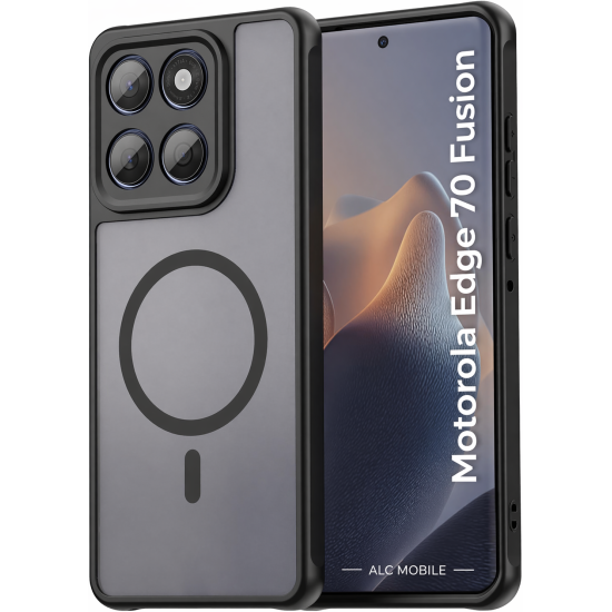 Husa pentru Motorola Edge 70 Fusion, Matte MagSafe, Protectie 360°, Anti-Soc, Negru