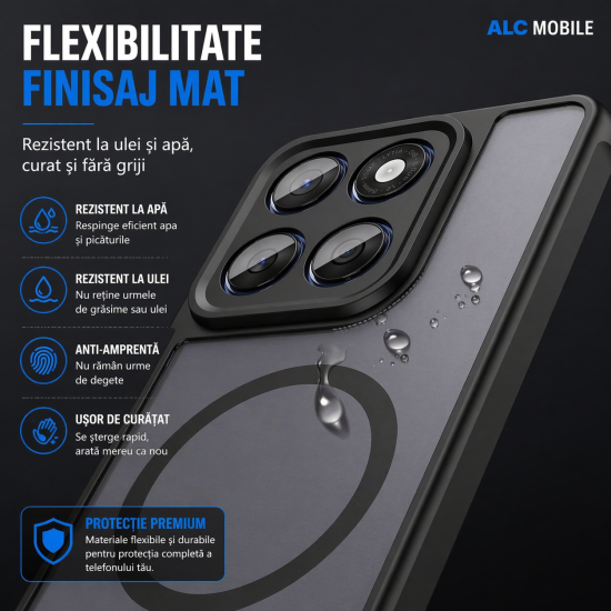 Husa pentru Motorola Edge 70 Fusion, Matte MagSafe, Protectie 360°, Anti-Soc, Negru