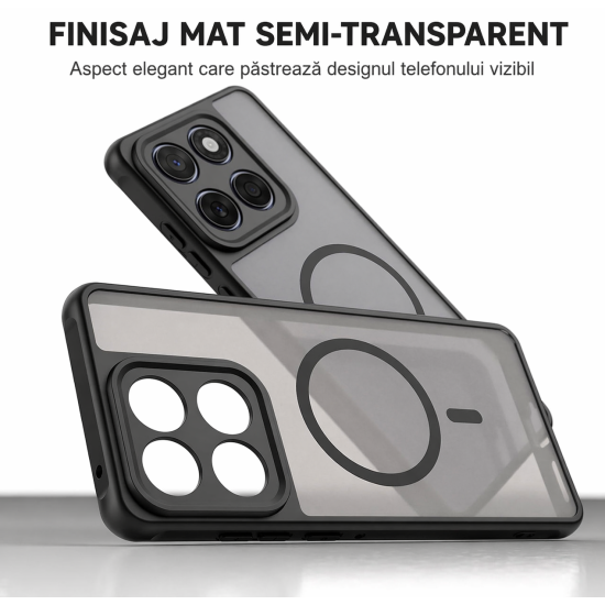 Husa pentru Motorola Edge 70 Fusion, Matte MagSafe, Protectie 360°, Anti-Soc, Negru