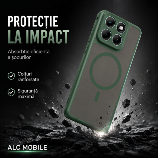 Husa pentru Motorola Edge 70 Fusion, Matte MagSafe, Protectie 360°, Anti-Soc, Verde
