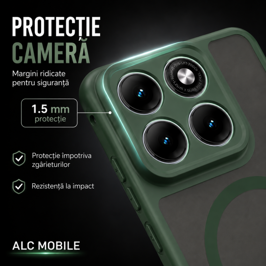 Husa pentru Motorola Edge 70 Fusion, Matte MagSafe, Protectie 360°, Anti-Soc, Verde