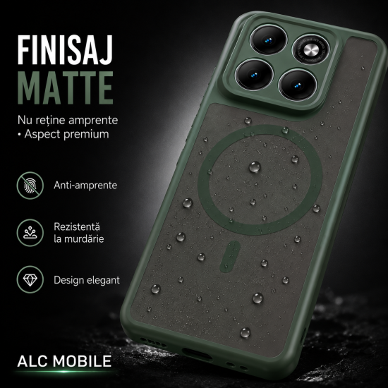 Husa pentru Motorola Edge 70 Fusion, Matte MagSafe, Protectie 360°, Anti-Soc, Verde
