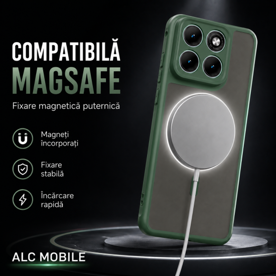 Husa pentru Motorola Edge 70 Fusion, Matte MagSafe, Protectie 360°, Anti-Soc, Verde