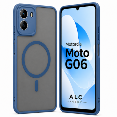Husa pentru Motorola G06, Matte MagSafe, Protectie 360, Anti-Soc, Protectie Camera, Albastru