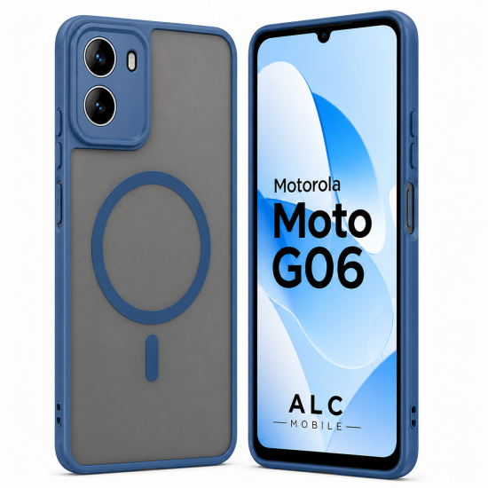 Husa pentru Motorola G06, Matte MagSafe, Protectie 360, Anti-Soc, Protectie Camera, Albastru
