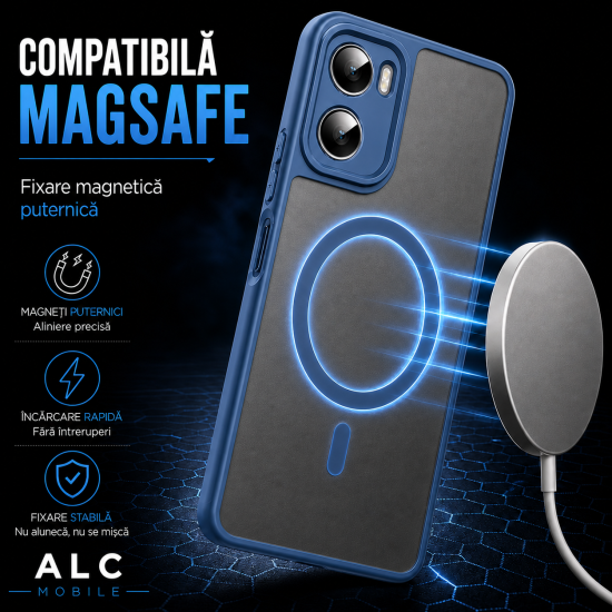 Husa pentru Motorola G06, Matte MagSafe, Protectie 360, Anti-Soc, Protectie Camera, Albastru