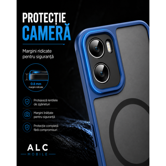 Husa pentru Motorola G06, Matte MagSafe, Protectie 360, Anti-Soc, Protectie Camera, Albastru