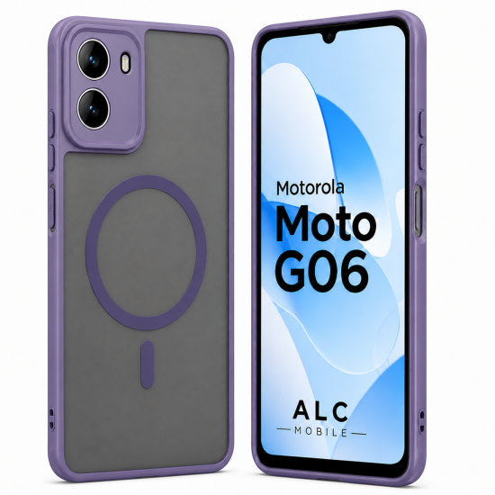 Husa pentru Motorola G06, Matte MagSafe, Protectie 360, Anti-Soc, Protectie Camera, Mov