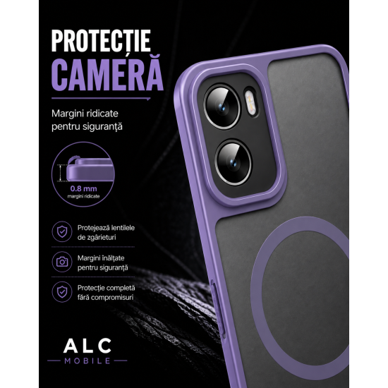 Husa pentru Motorola G06, Matte MagSafe, Protectie 360, Anti-Soc, Protectie Camera, Mov