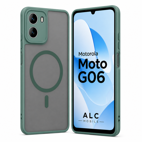 Husa pentru Motorola G06, Matte MagSafe, Protectie 360, Anti-Soc, Protectie Camera, Verde