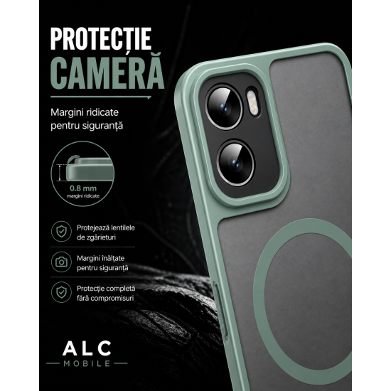 Husa pentru Motorola G06, Matte MagSafe, Protectie 360, Anti-Soc, Protectie Camera, Verde