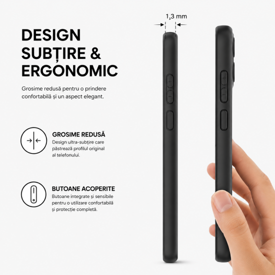 Husa Soft Touch, slim, ALC Mobile, anti soc, compatibila cu Motorola Edge 70 Fusion, Negru Tpu