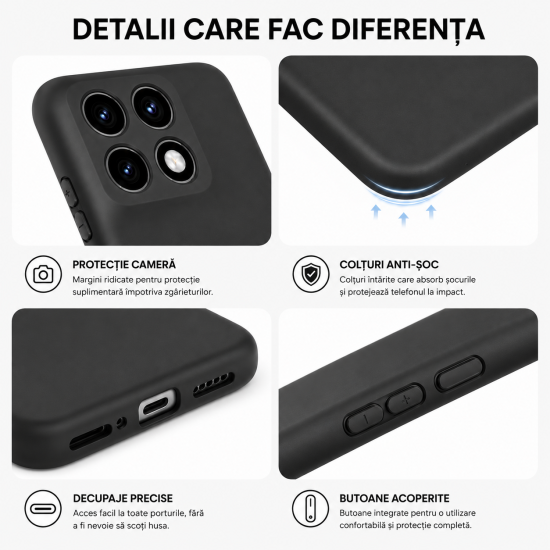 Husa Soft Touch, slim, ALC Mobile, anti soc, compatibila cu Motorola Edge 70 Fusion, Negru Tpu