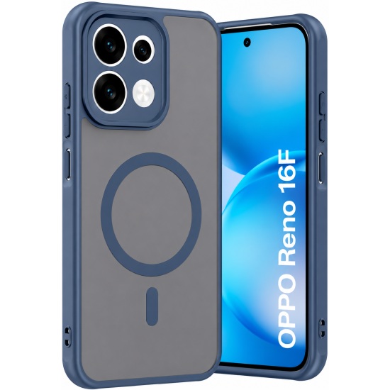 Husa pentru OPPO Reno 16 F, Matte, compatibila cu MagSafe, Protectie 360, Anti-Soc, Albastru