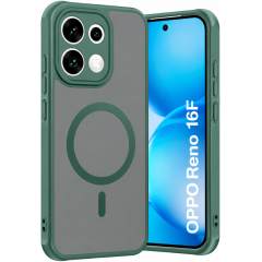 Husa pentru OPPO Reno 16 F, Matte, compatibila cu MagSafe, Protectie 360, Anti-Soc, Verde