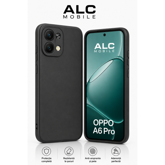 Husa Soft Touch, slim, ALC Mobile, anti soc, compatibila cu OPPO A6 Pro, Negru Tpu