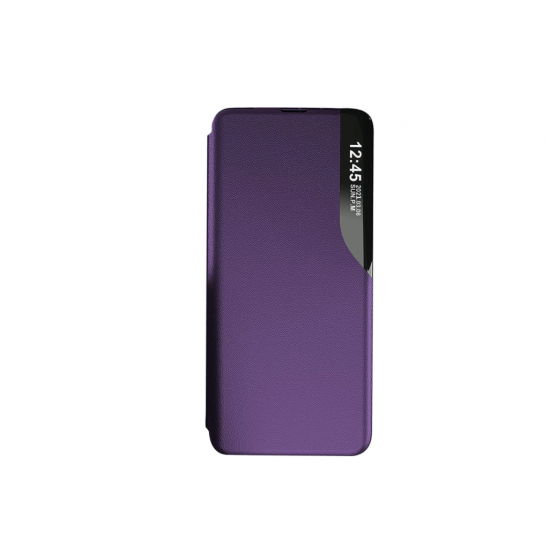 Husa Flip din Piele compatibila cu Samsung Galaxy A03s S-View, Smart Stand, Mov