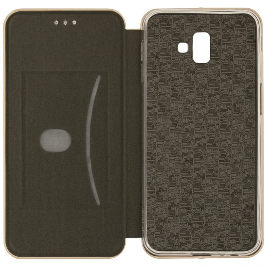 Husa Flip Cover Magnetic Pentru Samsung Galaxy J6 Plus, J610F, Auriu