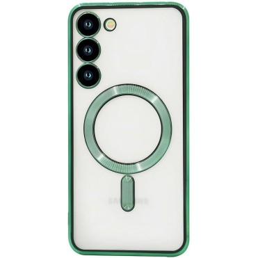 Husa compatibila cu Samsung Galaxy S21 Fe, Model MagSafe, contur Verde