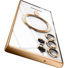 Husa pentru Samsung Galaxy S23 Ultra Model MagSafe, contur Gold Husa pentru Samsung Galaxy S23 Ultra Model MagSafe, contur Gold