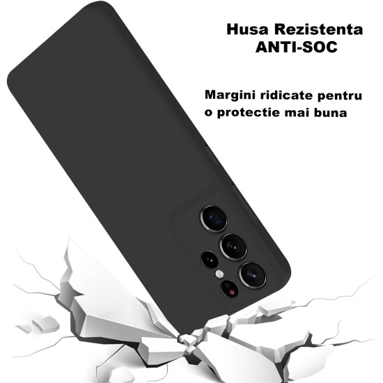 Husa Soft Touch, slim, ALC Mobile, anti soc, compatibila cu Samsung Galaxy S23 Ultra, Negru Tpu